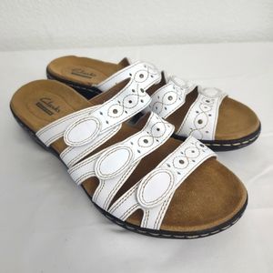 Clarks Collection Women's Leisa Cacti Slide Sandal Shoes White Size 7.5W